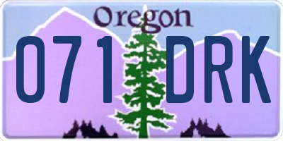 OR license plate 071DRK
