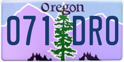 OR license plate 071DRO