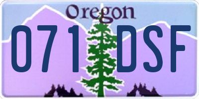 OR license plate 071DSF