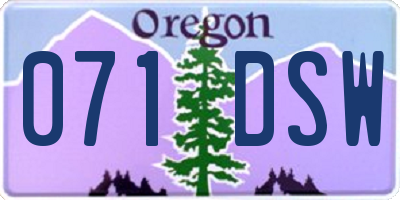 OR license plate 071DSW