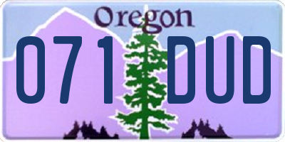 OR license plate 071DUD