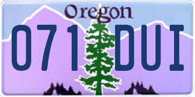 OR license plate 071DUI