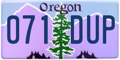 OR license plate 071DUP
