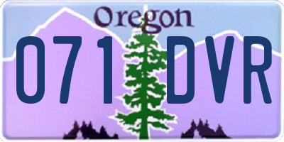 OR license plate 071DVR