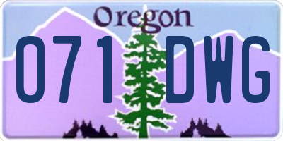 OR license plate 071DWG