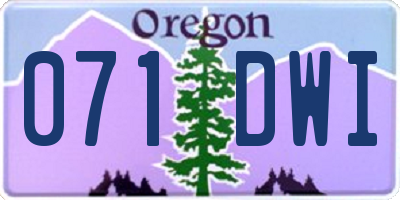 OR license plate 071DWI