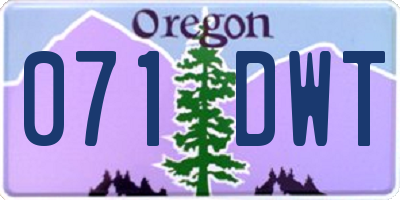OR license plate 071DWT
