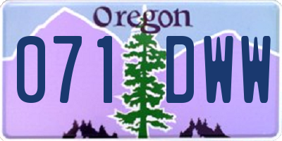 OR license plate 071DWW