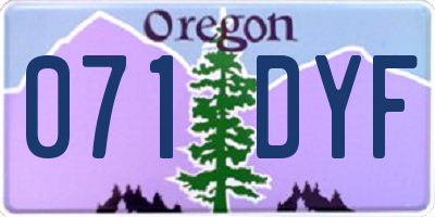 OR license plate 071DYF