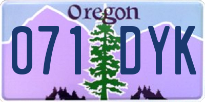 OR license plate 071DYK