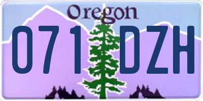 OR license plate 071DZH