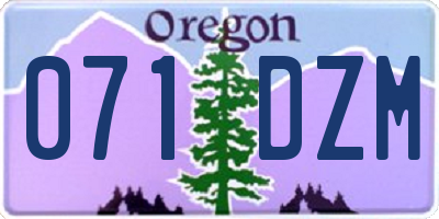 OR license plate 071DZM
