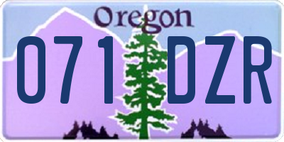 OR license plate 071DZR