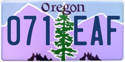 OR license plate 071EAF