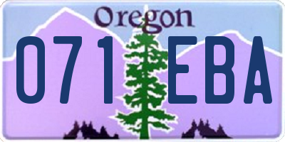 OR license plate 071EBA