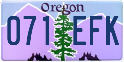 OR license plate 071EFK