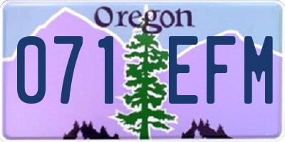 OR license plate 071EFM