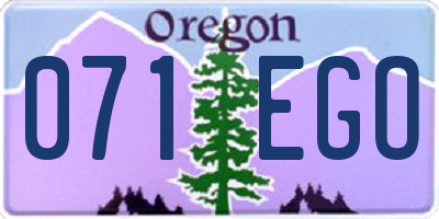 OR license plate 071EGO