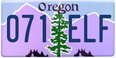 OR license plate 071ELF