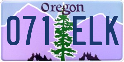 OR license plate 071ELK