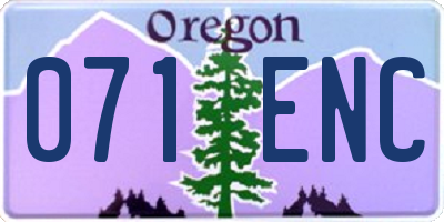 OR license plate 071ENC
