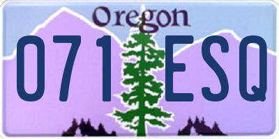 OR license plate 071ESQ