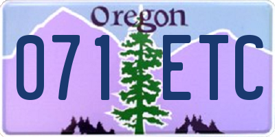 OR license plate 071ETC