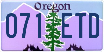 OR license plate 071ETD