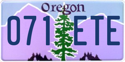 OR license plate 071ETE