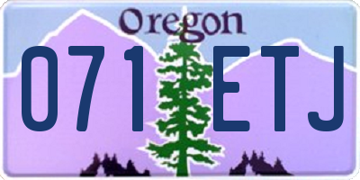 OR license plate 071ETJ