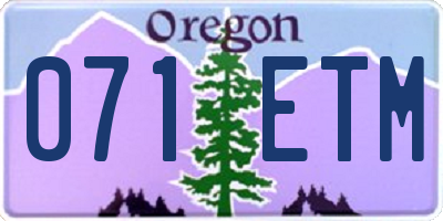 OR license plate 071ETM