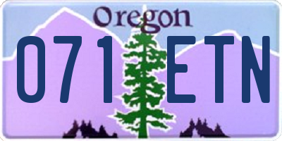 OR license plate 071ETN