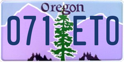 OR license plate 071ETO