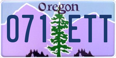 OR license plate 071ETT