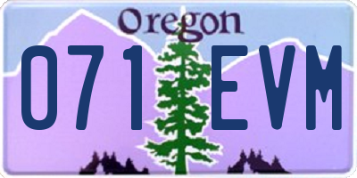 OR license plate 071EVM
