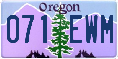 OR license plate 071EWM