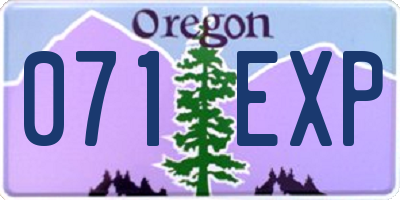 OR license plate 071EXP