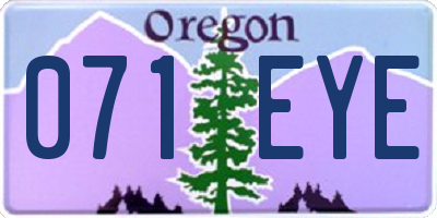 OR license plate 071EYE