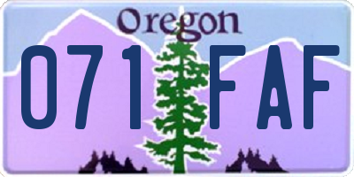 OR license plate 071FAF