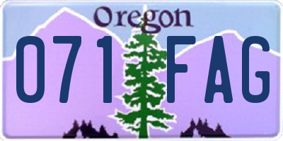 OR license plate 071FAG