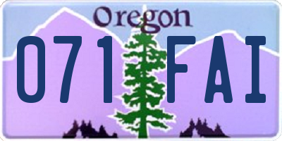 OR license plate 071FAI
