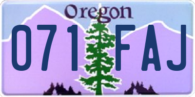 OR license plate 071FAJ