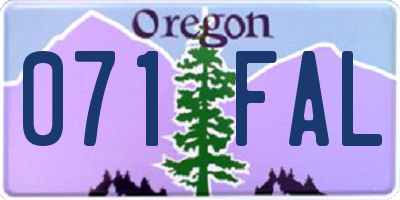 OR license plate 071FAL