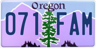 OR license plate 071FAM