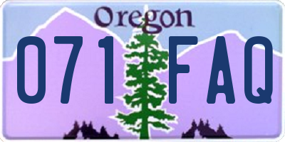 OR license plate 071FAQ