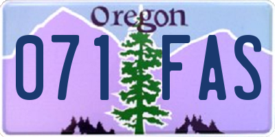OR license plate 071FAS