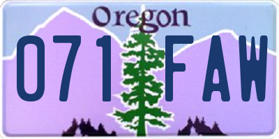OR license plate 071FAW