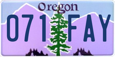 OR license plate 071FAY