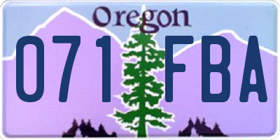 OR license plate 071FBA