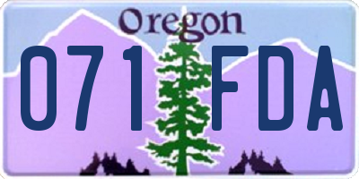 OR license plate 071FDA